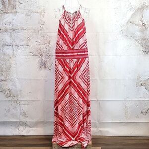 London Style Red and White Halter Maxi Sundress Women's Size 14